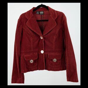 B. Moss Womens Red Long Sleeve Pocketed Corduroy Jacket Sz 14 EUC